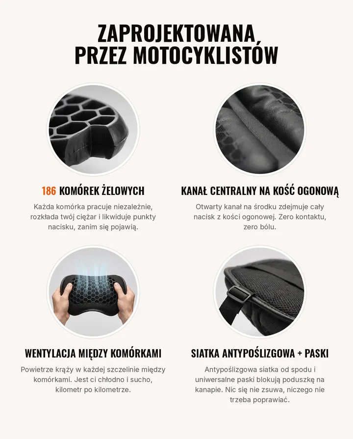 Poduszka zaprojektowana przez motocyklistów